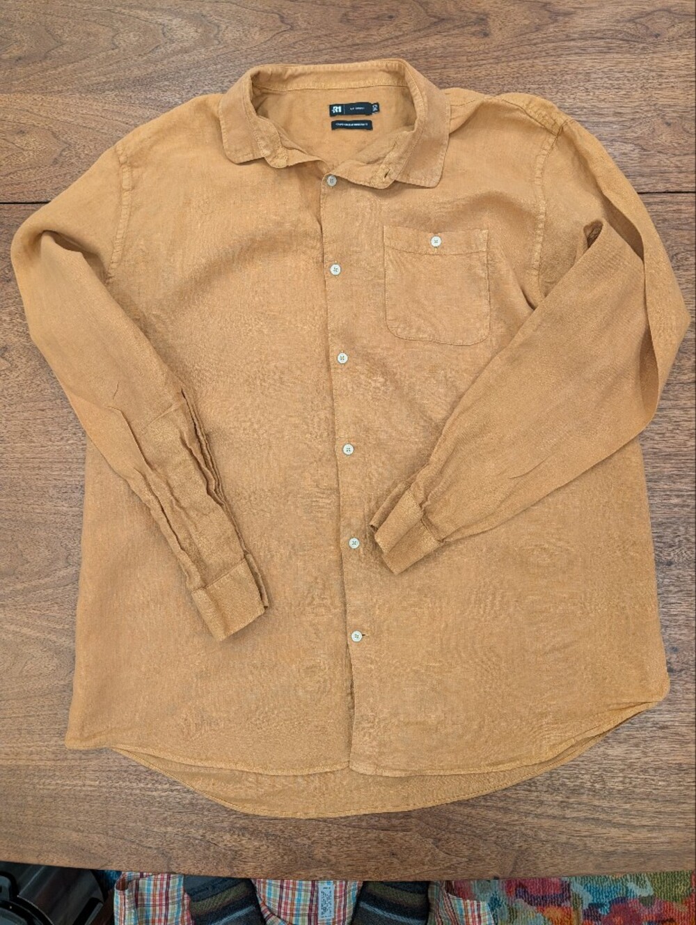 Le 31 Simons XXL Linen Shirt Camel Tan Long Sleeve Modern Fit